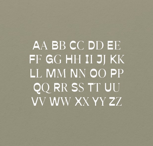 Graphic of a typography specimen showing the alphabet and numerals on top of a dark gray background.